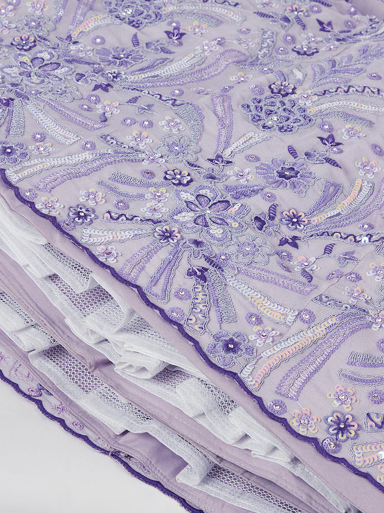 Lavender Organza Sequins embroidery Lehenga choli & Dupatta ClothsVilla