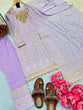 Load image into Gallery viewer, Lavender Premium Designer Party Wear Georgette Top, Bottom &amp; Dupatta Set Clothsvilla