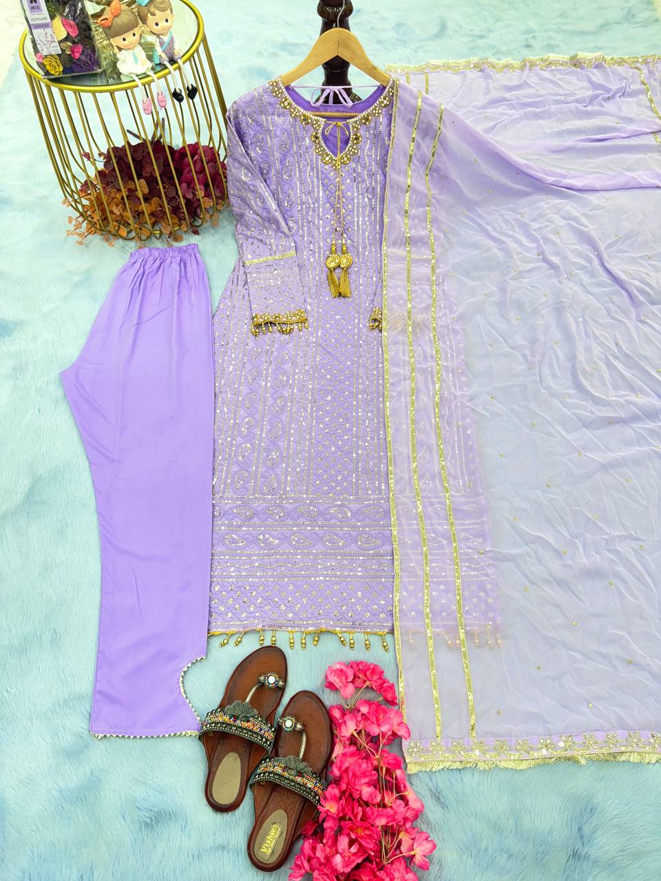 Lavender Premium Designer Readymade Suit Set Clothsvilla