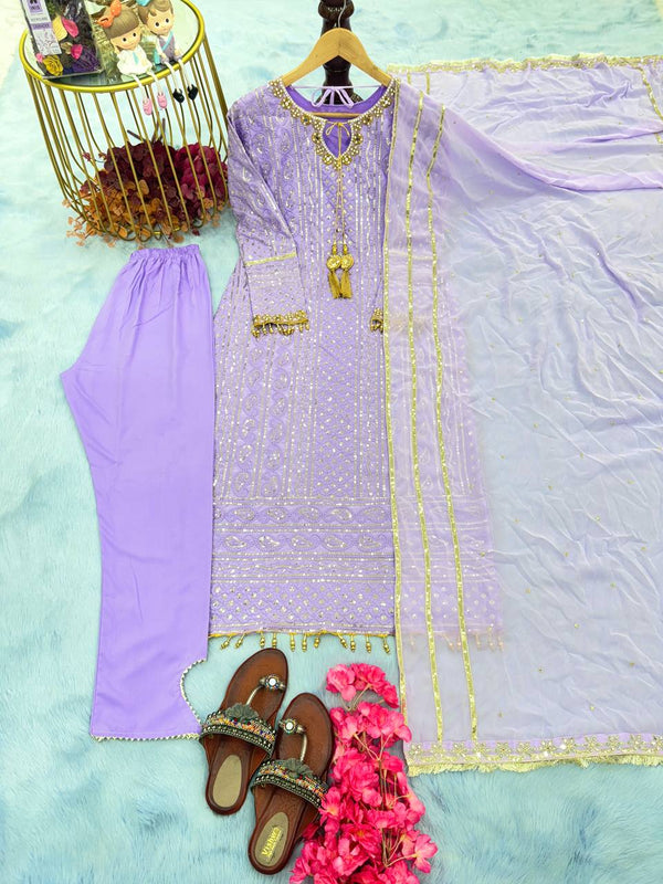 Lavender Premium Designer Readymade Suit Set Clothsvilla