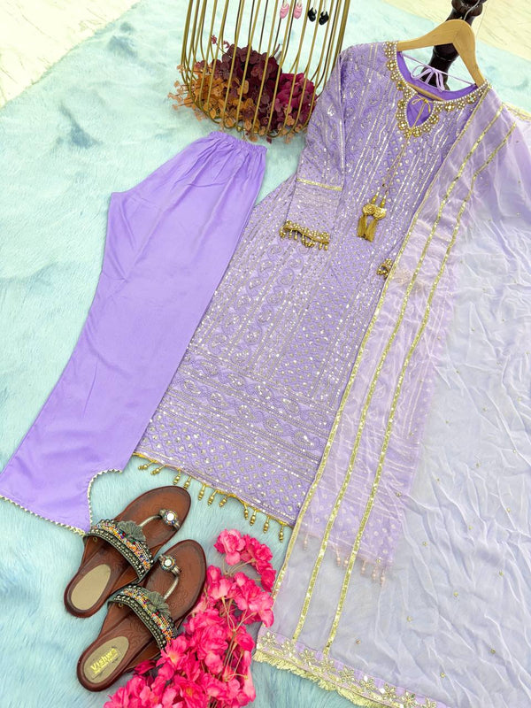 Lavender Premium Designer Readymade Suit Set Clothsvilla