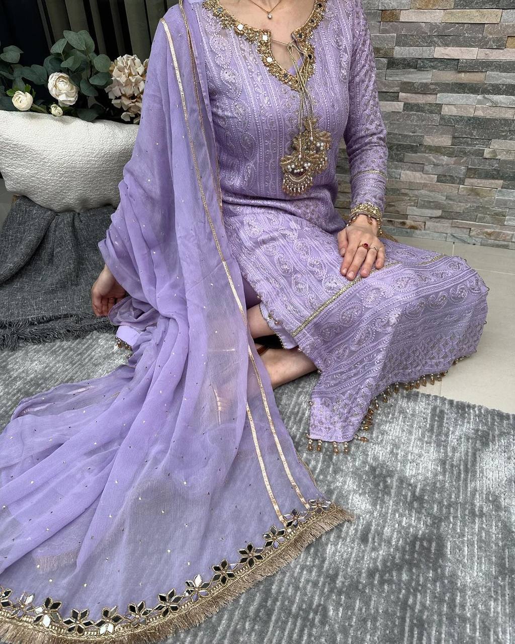 Lavender Premium Designer Readymade Suit Set Clothsvilla