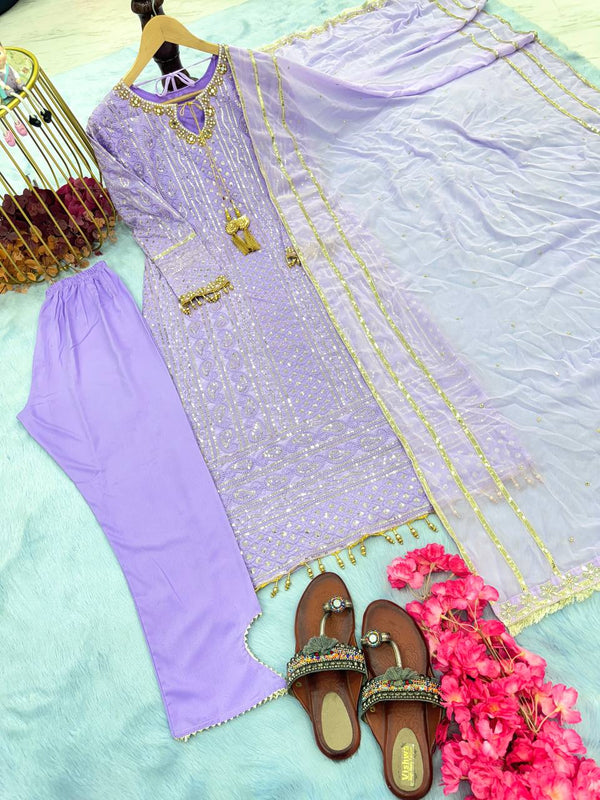 Lavender Premium Designer Readymade Suit Set Clothsvilla