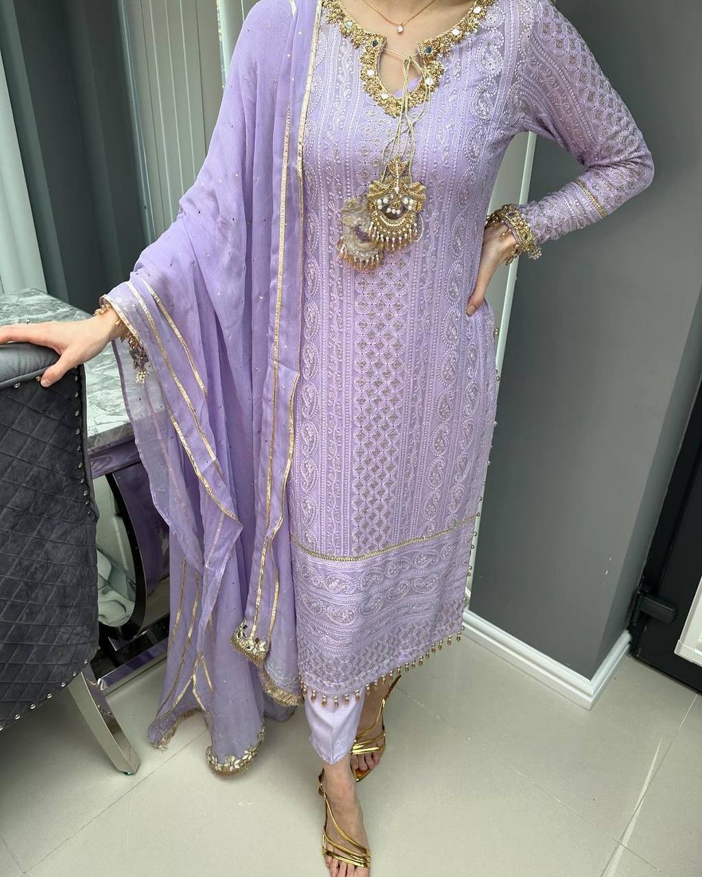 Lavender Premium Designer Readymade Suit Set Clothsvilla