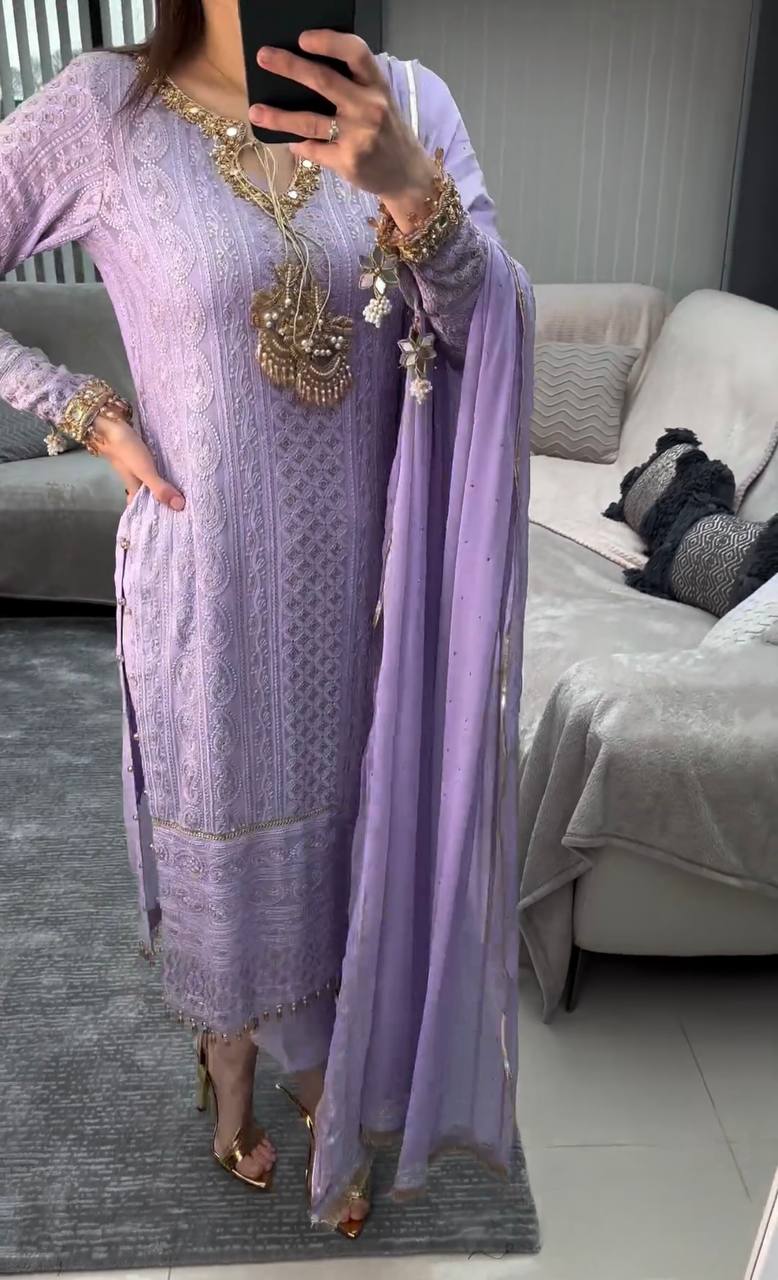 Lavender Premium Designer Readymade Suit Set Clothsvilla