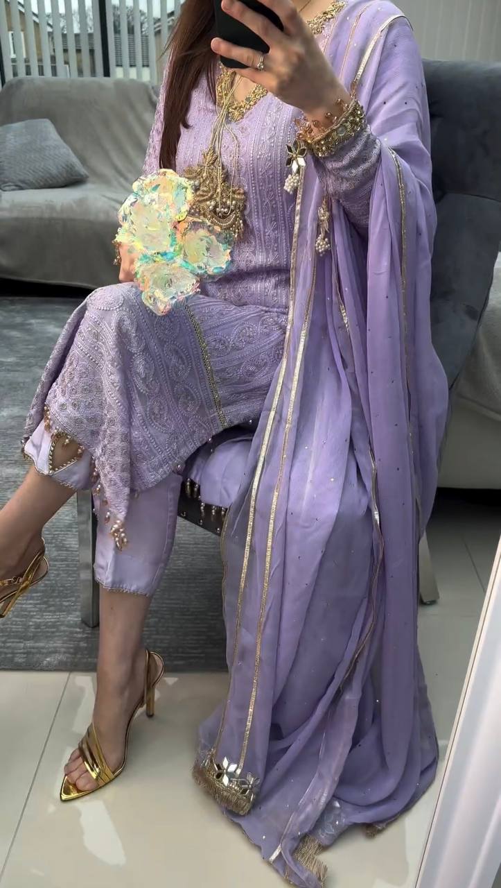 Lavender Premium Designer Readymade Suit Set Clothsvilla