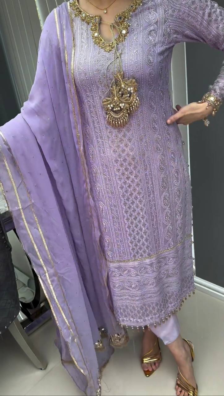 Lavender Premium Designer Readymade Suit Set Clothsvilla