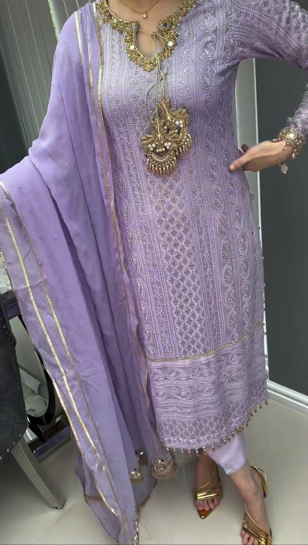 Lavender Premium Designer Readymade Suit Set Clothsvilla