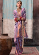 Load image into Gallery viewer, Lavender Regal Banarasi Silk Saree with Gold &amp; Silver Zari Brocade Work ClothsVilla