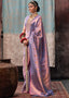 Lavender Regal Banarasi Silk Saree with Gold & Silver Zari Brocade Work ClothsVilla