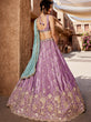 Load image into Gallery viewer, Lavender Satin Silk Sequins embroidery Semi-Stitched Lehenga choli &amp; Dupatta Clothsvilla