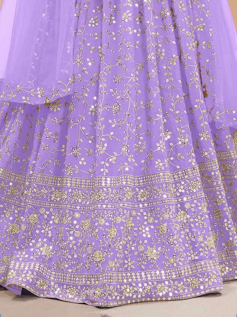 Lavender Sequins Georgette Lehenga Choli With Dupatta ClothsVilla