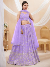 Load image into Gallery viewer, Lavender Sequins Georgette Lehenga Choli With Dupatta ClothsVilla