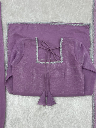 Lavender Silk Kurta Salwar Set ClothsVilla