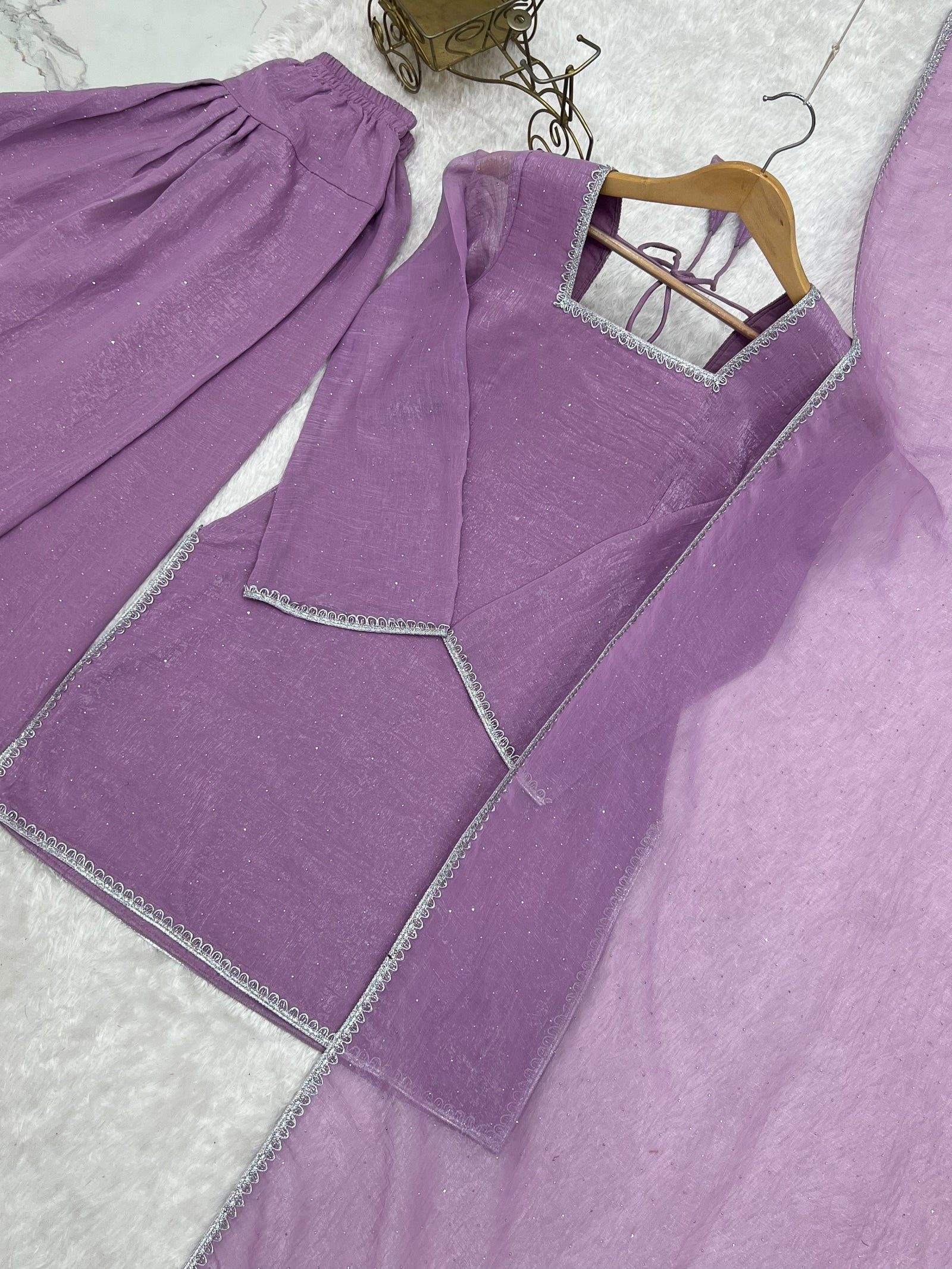 Lavender Silk Kurta Salwar Set ClothsVilla
