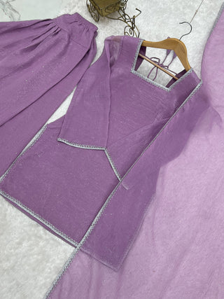 Lavender Silk Kurta Salwar Set ClothsVilla
