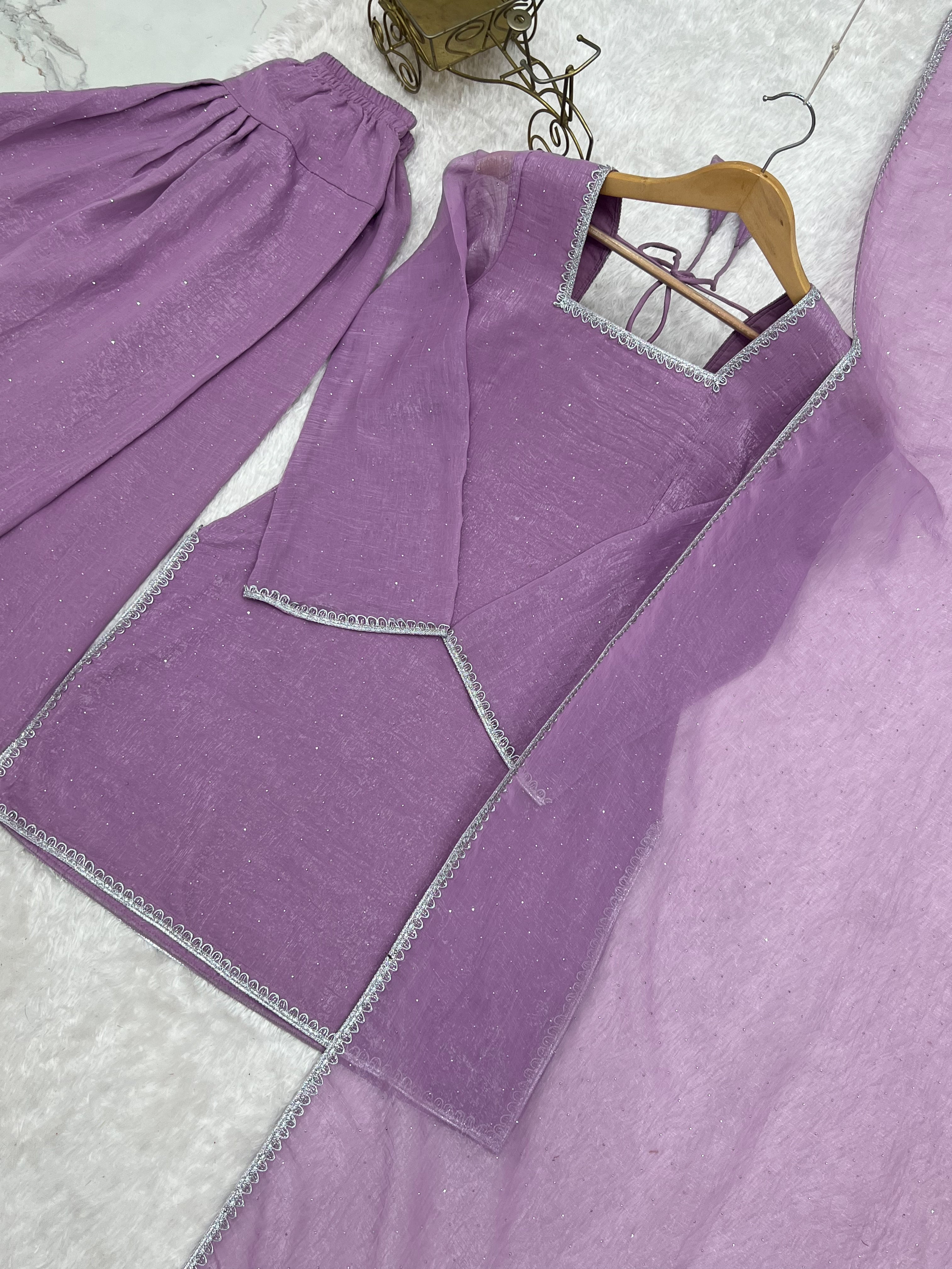 Lavender Silk Kurta Salwar Set ClothsVilla
