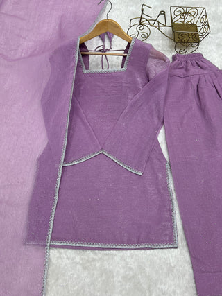 Lavender Silk Kurta Salwar Set ClothsVilla