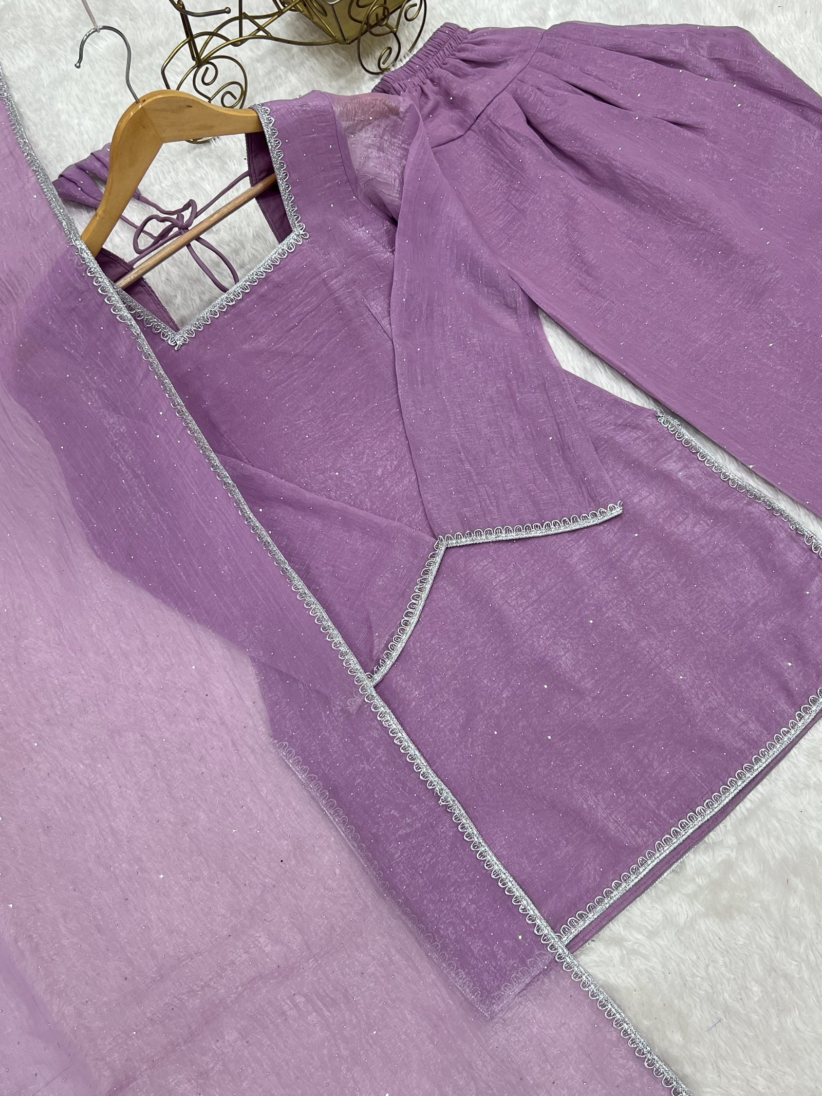 Lavender Silk Kurta Salwar Set ClothsVilla
