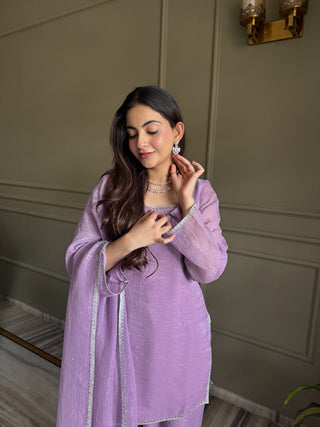 Lavender Silk Kurta Salwar Set ClothsVilla