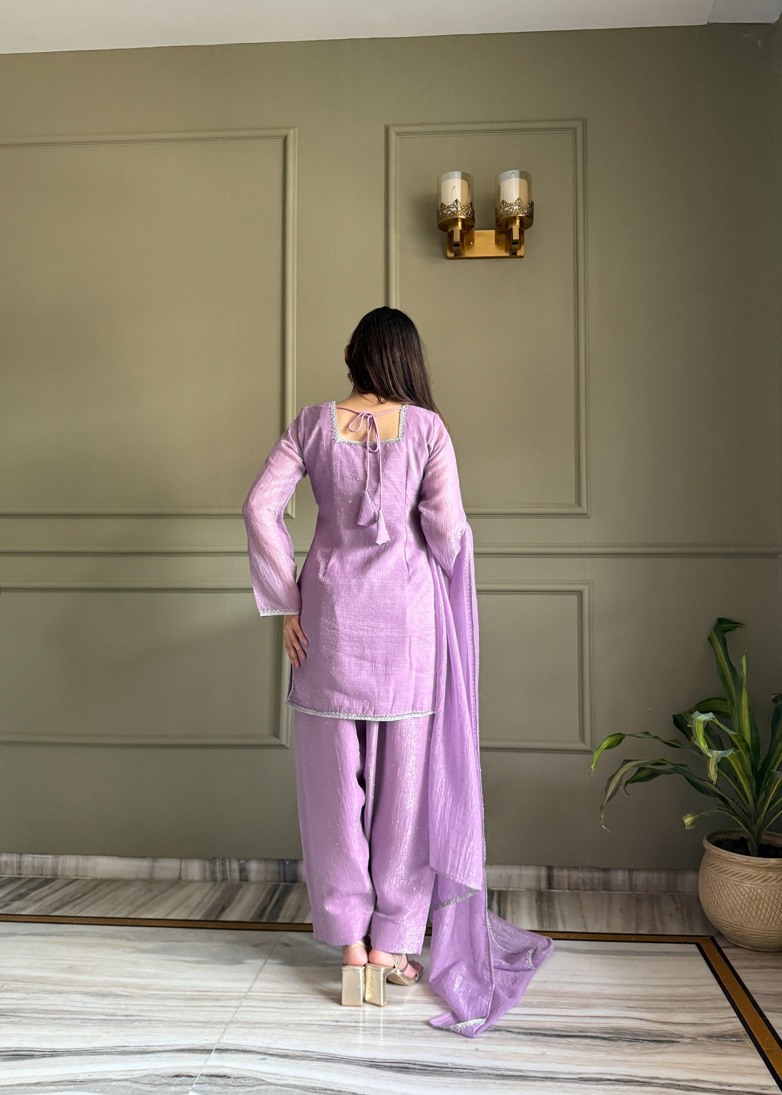 Lavender Silk Kurta Salwar Set ClothsVilla