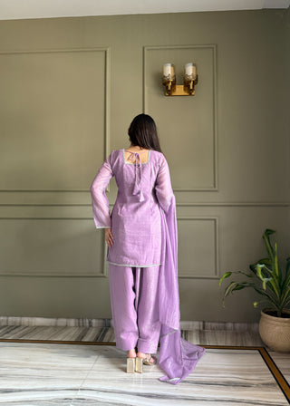 Lavender Silk Kurta Salwar Set ClothsVilla