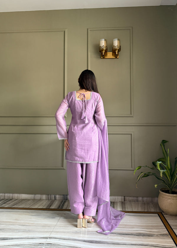 Lavender Silk Kurta Salwar Set ClothsVilla