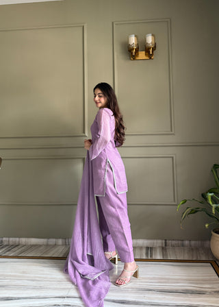 Lavender Silk Kurta Salwar Set ClothsVilla
