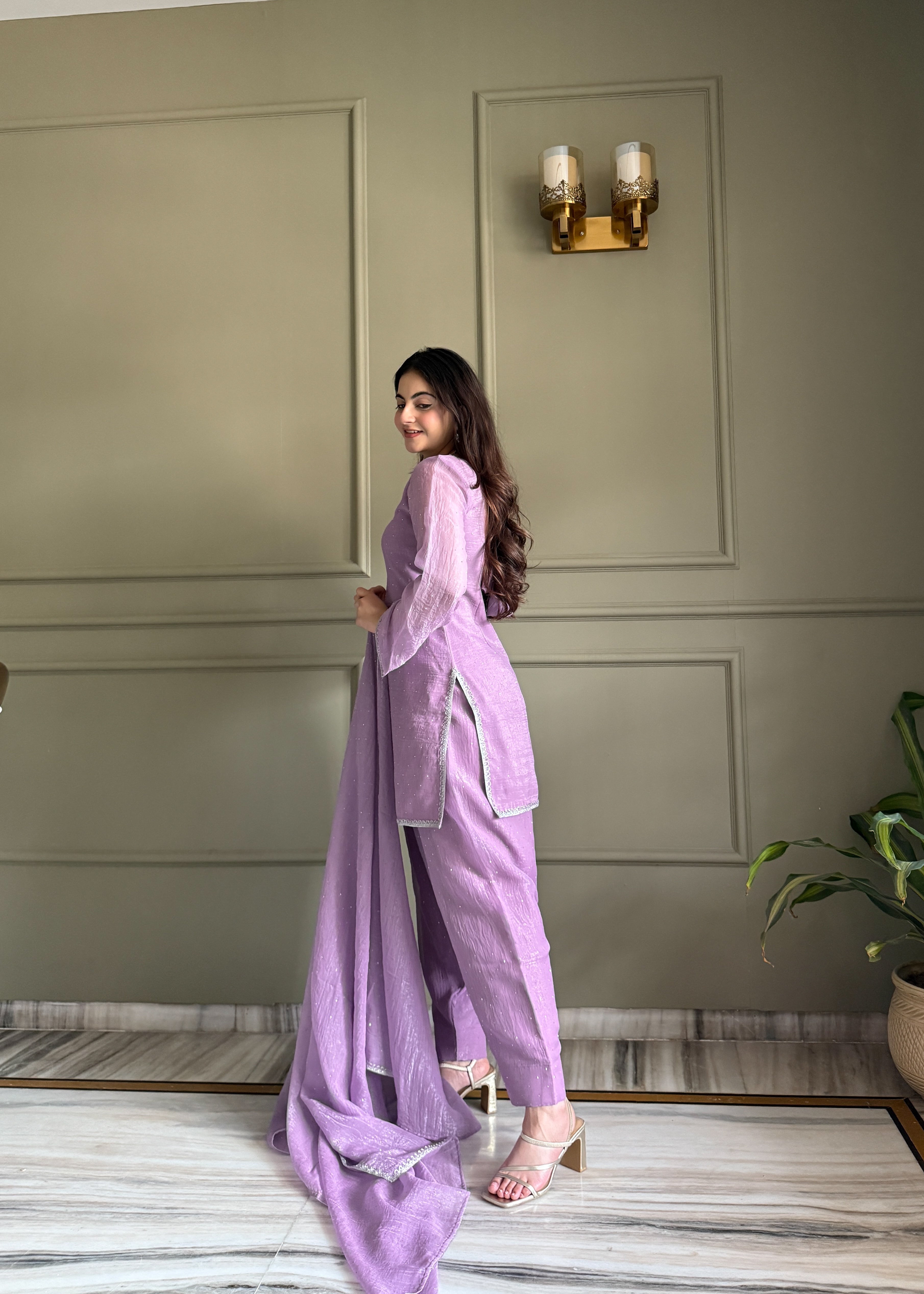 Lavender Silk Kurta Salwar Set ClothsVilla