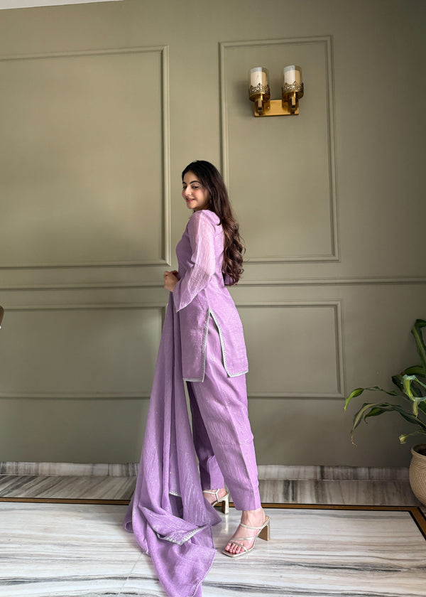 Lavender Silk Kurta Salwar Set ClothsVilla