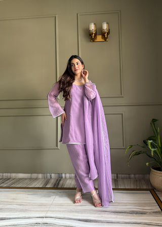 Lavender Silk Kurta Salwar Set ClothsVilla