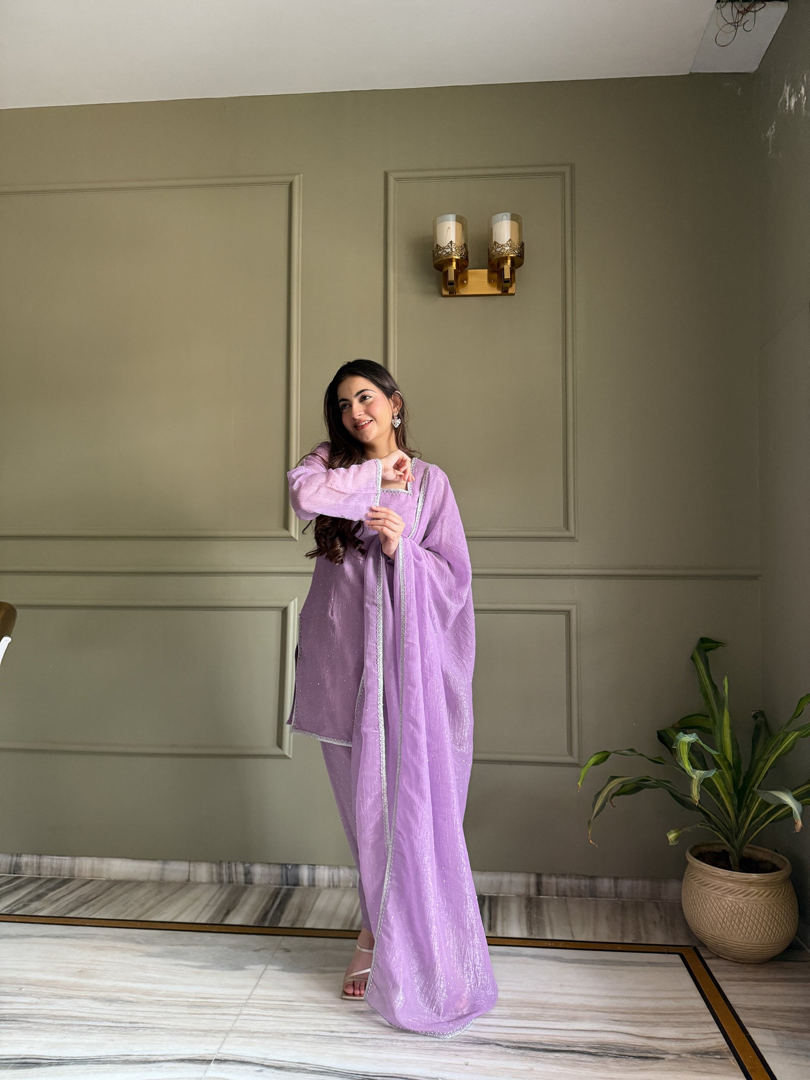 Lavender Silk Kurta Salwar Set ClothsVilla