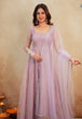 Load image into Gallery viewer, Lavender Soft Organza Hand-Embroidered Gown Set with Full Sleeves, Cotton Lining, Micro Cotton Pants &amp; Matching Dupatta ClothsVilla