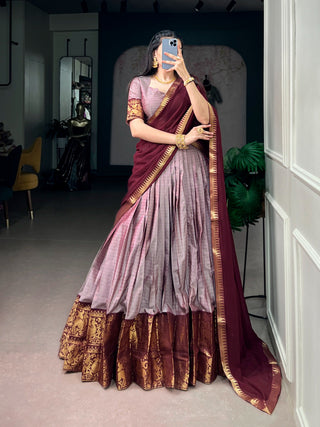Lavender South Indian Cotton Lehenga ClothsVilla