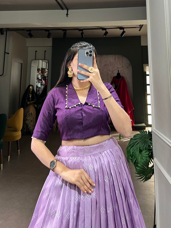 Lavender Timeless Elegance Dola Silk Kalamkari Lehenga Set