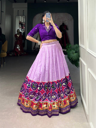 Lavender Timeless Tussar Co-ord Set – Bandhej & Patola Print Lehenga