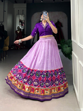 Lavender Timeless Tussar Co-ord Set – Bandhej & Patola Print Lehenga