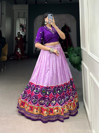 Lavender Timeless Tussar Co-ord Set – Bandhej & Patola Print Lehenga