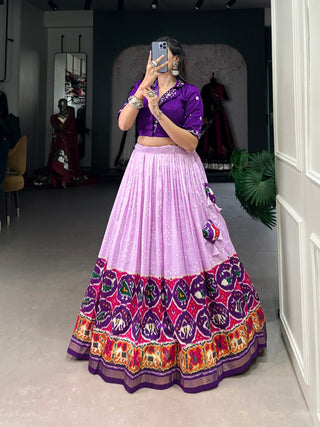 Lavender Timeless Tussar Co-ord Set – Bandhej & Patola Print Lehenga