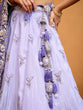 Load image into Gallery viewer, Lavender Tissue Lehenga Choli with Navy Blue Dupatta – Sequin, Beads &amp; Thread Embroidery Work Semi-Stitched Festive &amp; Party Wear ClothsVilla
