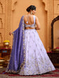 Load image into Gallery viewer, Lavender Tissue Lehenga Choli with Navy Blue Dupatta – Sequin, Beads &amp; Thread Embroidery Work Semi-Stitched Festive &amp; Party Wear ClothsVilla
