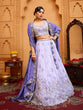 Load image into Gallery viewer, Lavender Tissue Lehenga Choli with Navy Blue Dupatta – Sequin, Beads &amp; Thread Embroidery Work Semi-Stitched Festive &amp; Party Wear ClothsVilla
