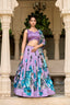 Lavender Vibrant Floral Print Tussar Silk Lehenga Set with Gotta Patti Border & Tassels ClothsVilla