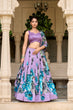 Load image into Gallery viewer, Lavender Vibrant Floral Print Tussar Silk Lehenga Set with Gotta Patti Border &amp; Tassels ClothsVilla