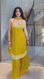 Lemon Elegant Heavy Faux Georgette Handworked Sharara Set with Dupatta – Beads, Mirror & Sequin Embroidery ClothsVilla
