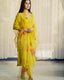 Lemon Elegant Pure Maska Cotton Silk Kurti Set with Organza Dupatta