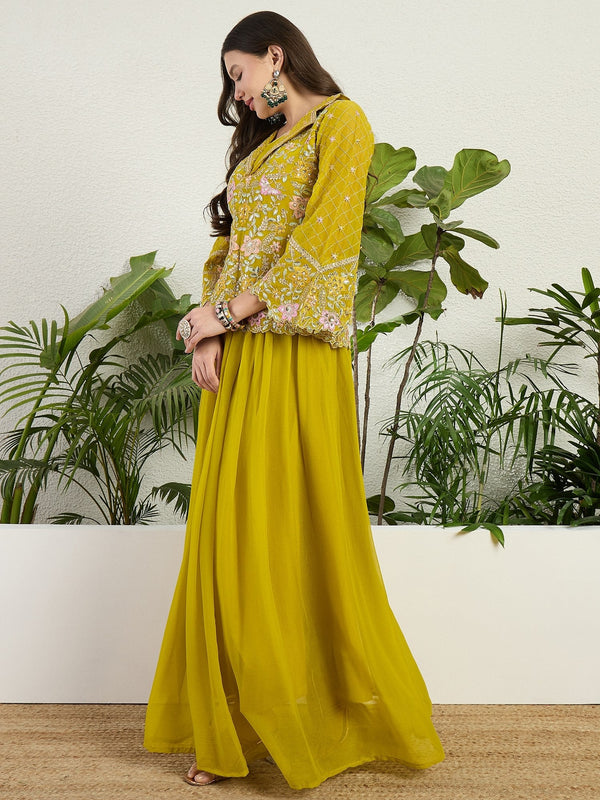 Lemon Embroidered Lehenga Set ClothsVilla