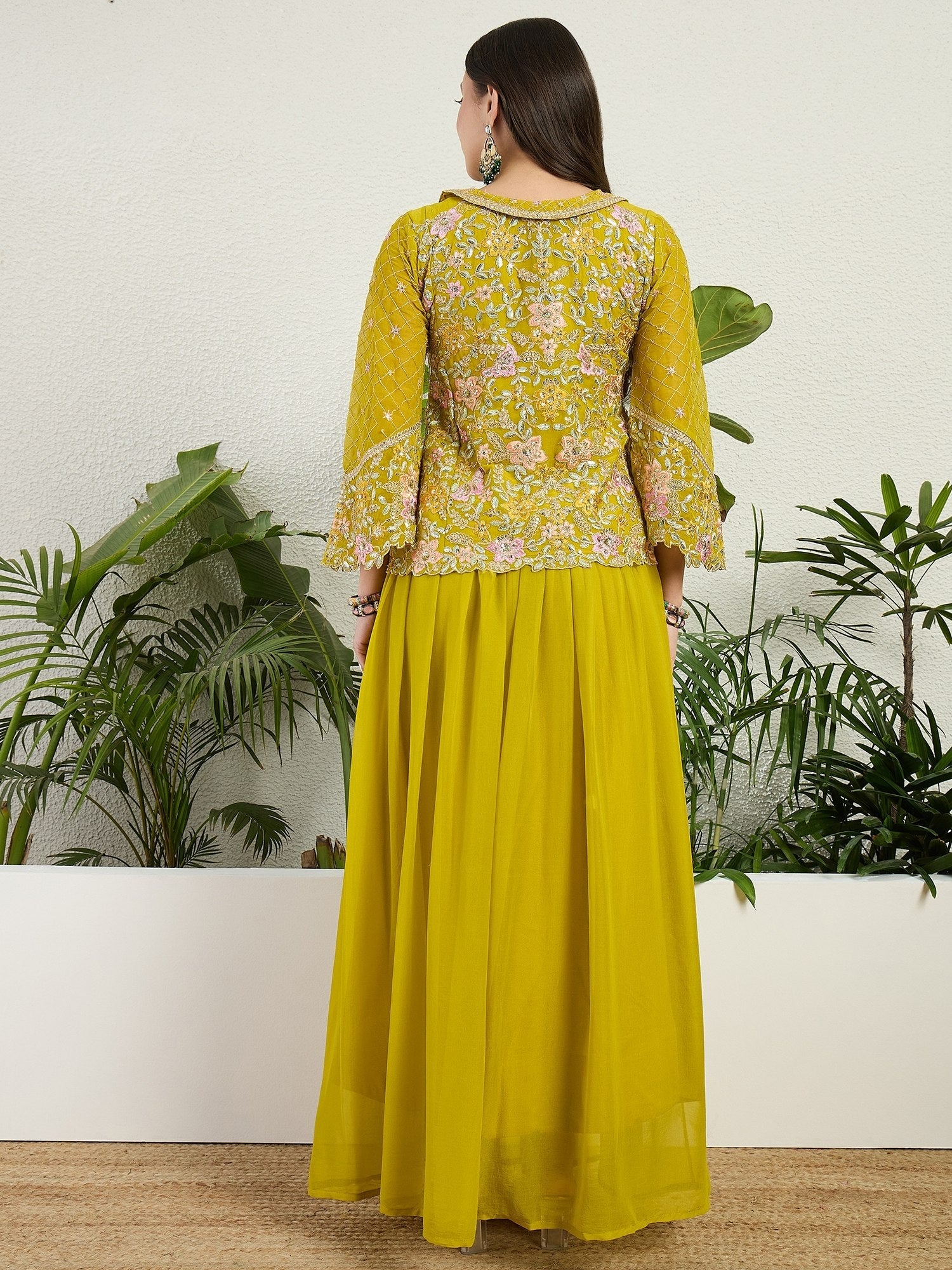 Lemon Embroidered Lehenga Set ClothsVilla