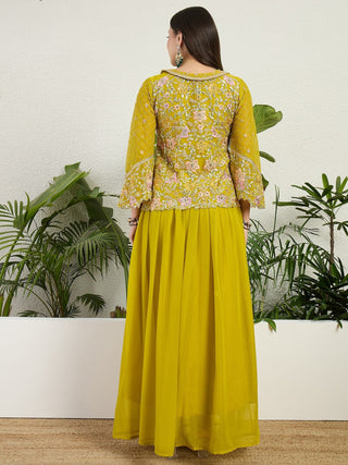 Lemon Embroidered Lehenga Set ClothsVilla