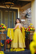 Load image into Gallery viewer, Lemon Organza Embroidered Gown Sharara Set ClothsVilla